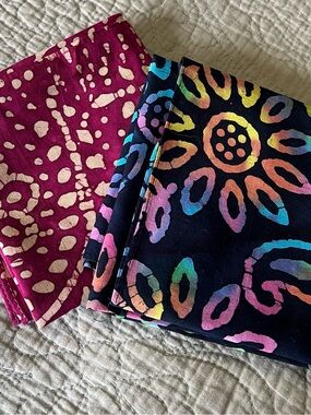 Vibrant Batik Print Cotton Handkerchief Bundle - Multicolor & Magenta